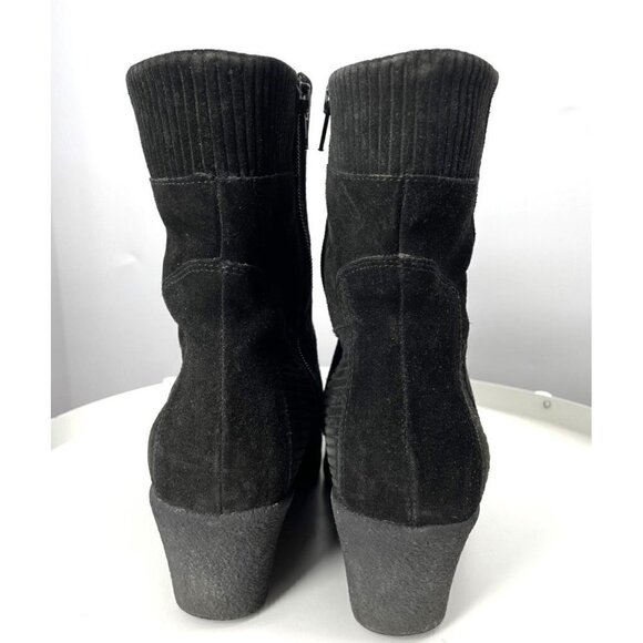 Aquatalia Waterproof Black Wedge Booties 10 - Picture 3 of 5